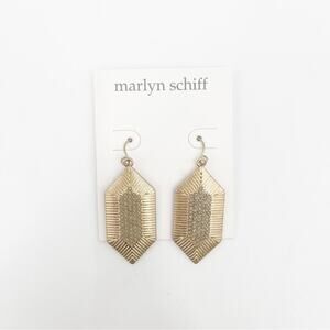 MARLYN SCHIFF Earrings Gold Metal Textured with Rhinestones Jewelry Boho NWT